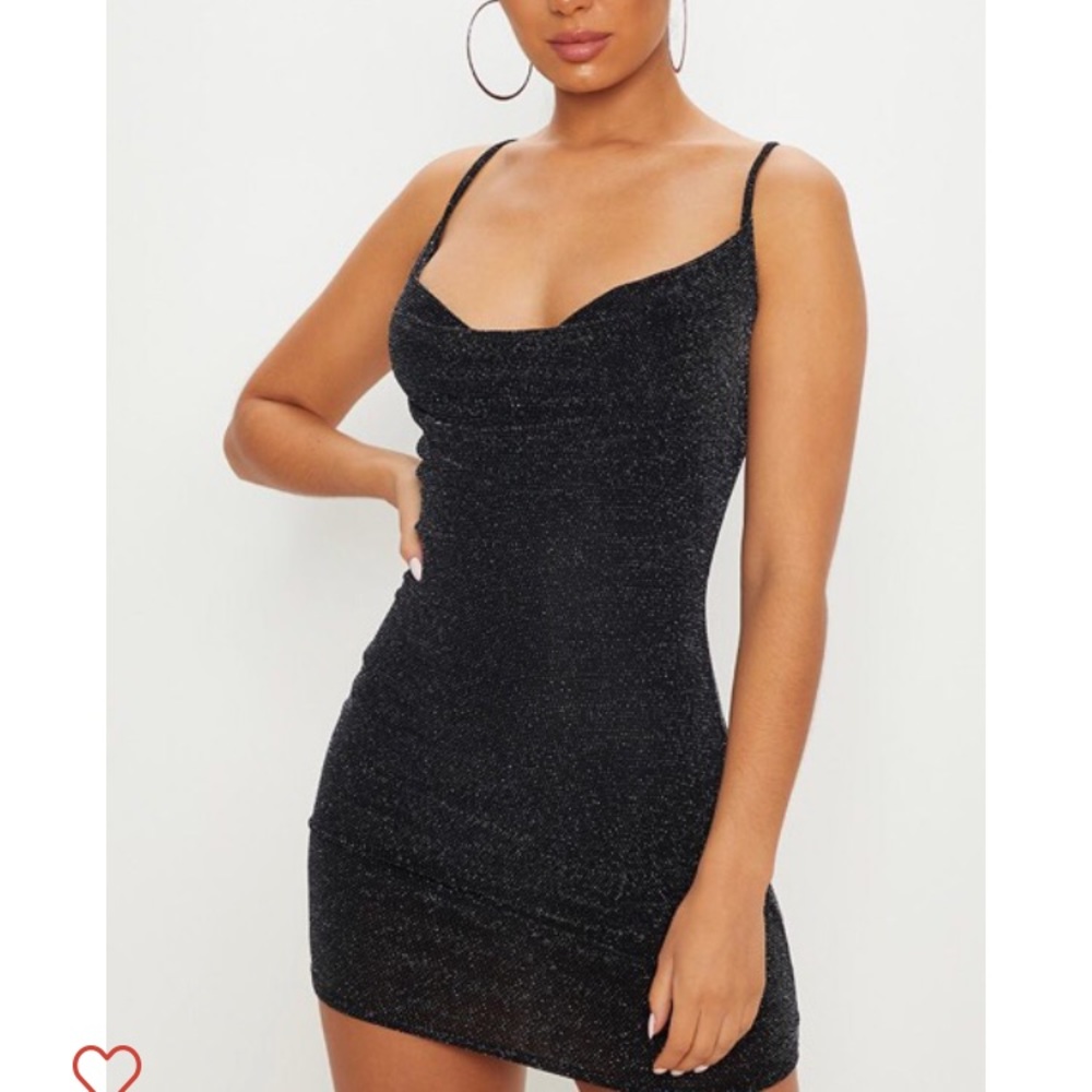 Black textured glitter dress